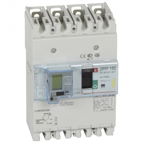 Автоматический выключатель DPX3 160 -  термомагн. расц. - с диф. защ. - 16 кА - 400 В~ - 4П - 160 А | код. 420037 |  Legrand 